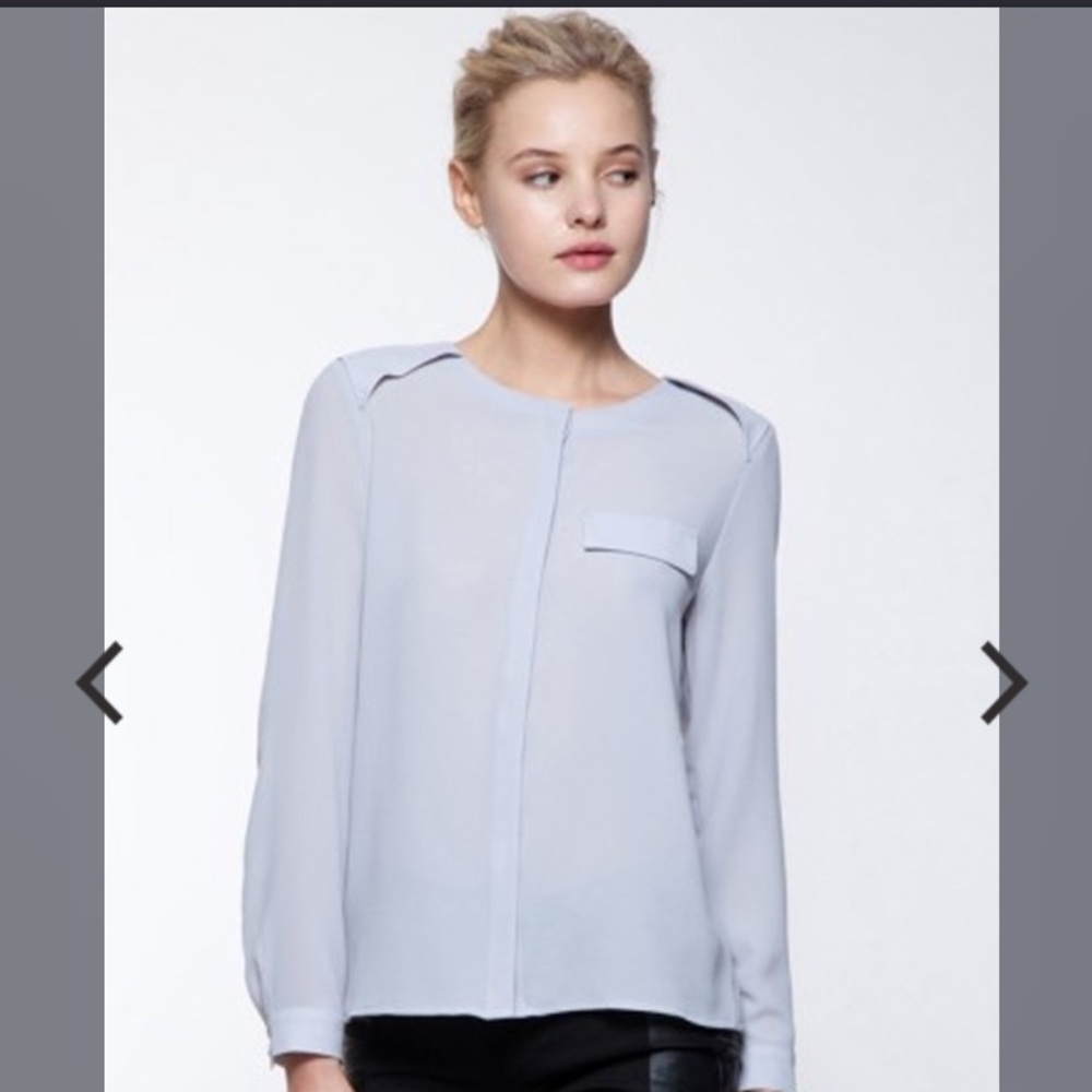 Cooper & Ella Light grey Amy Button Down Long Sleeve Blouse Size S